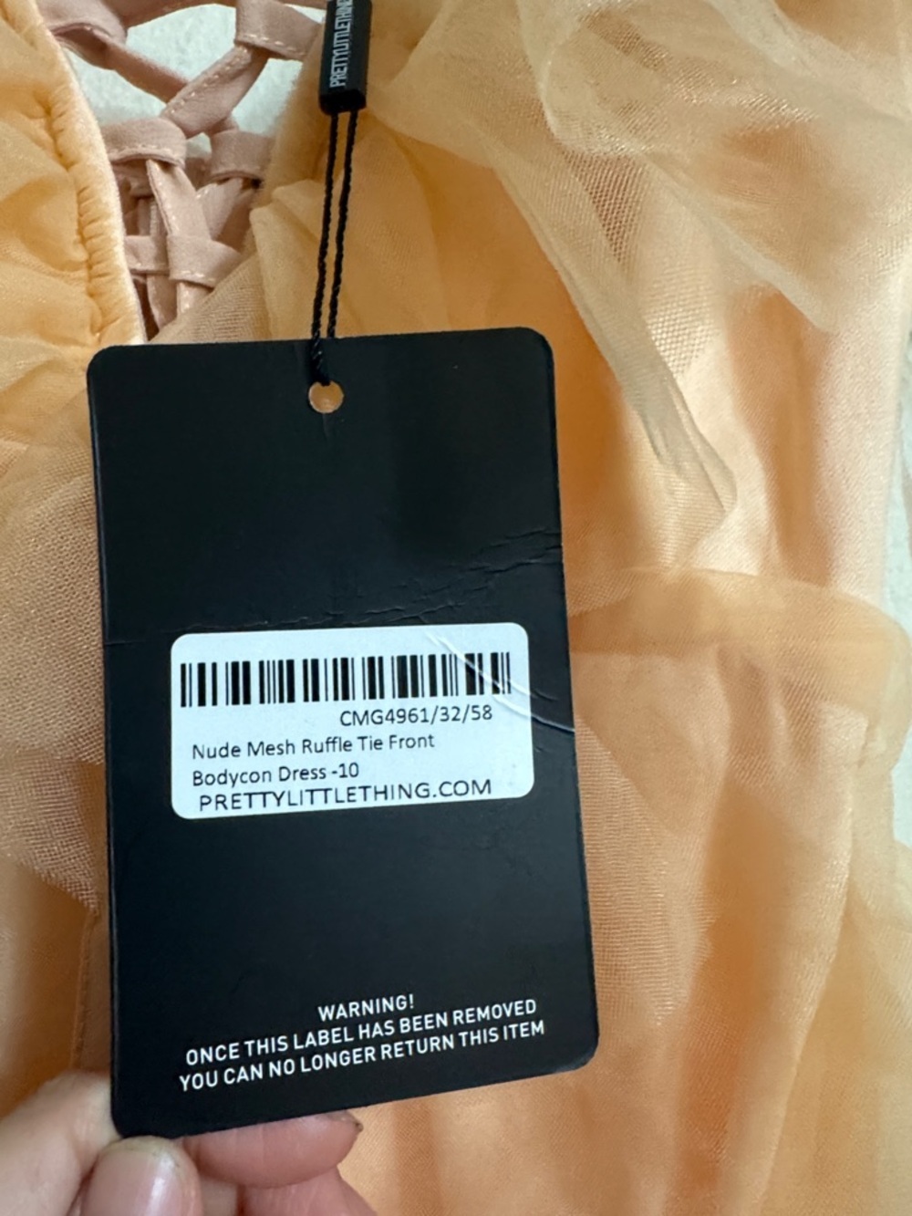 PrettyLittleThing Peach Ruffle Mini Dress Size 6US (10 UK) - Picture 3 of 11